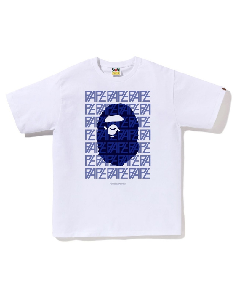 T Shirts Bape Logo Monogram Blanche Homme | EJY-74869164